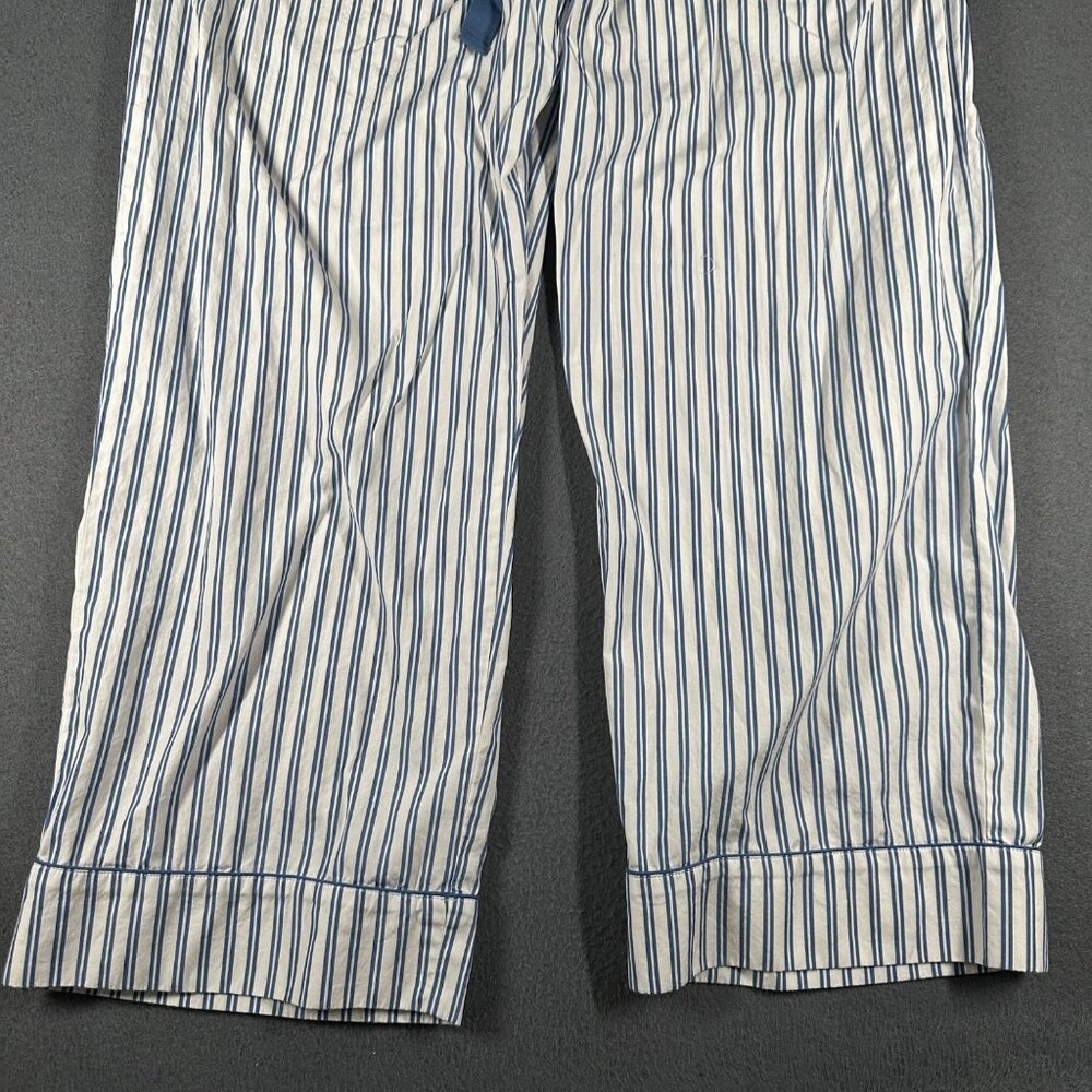 Lake L Poplin Chloe Pajama Set Seaport Shoreline Stripe Blue White 2 Pc Cotton - Picture 10 of 15